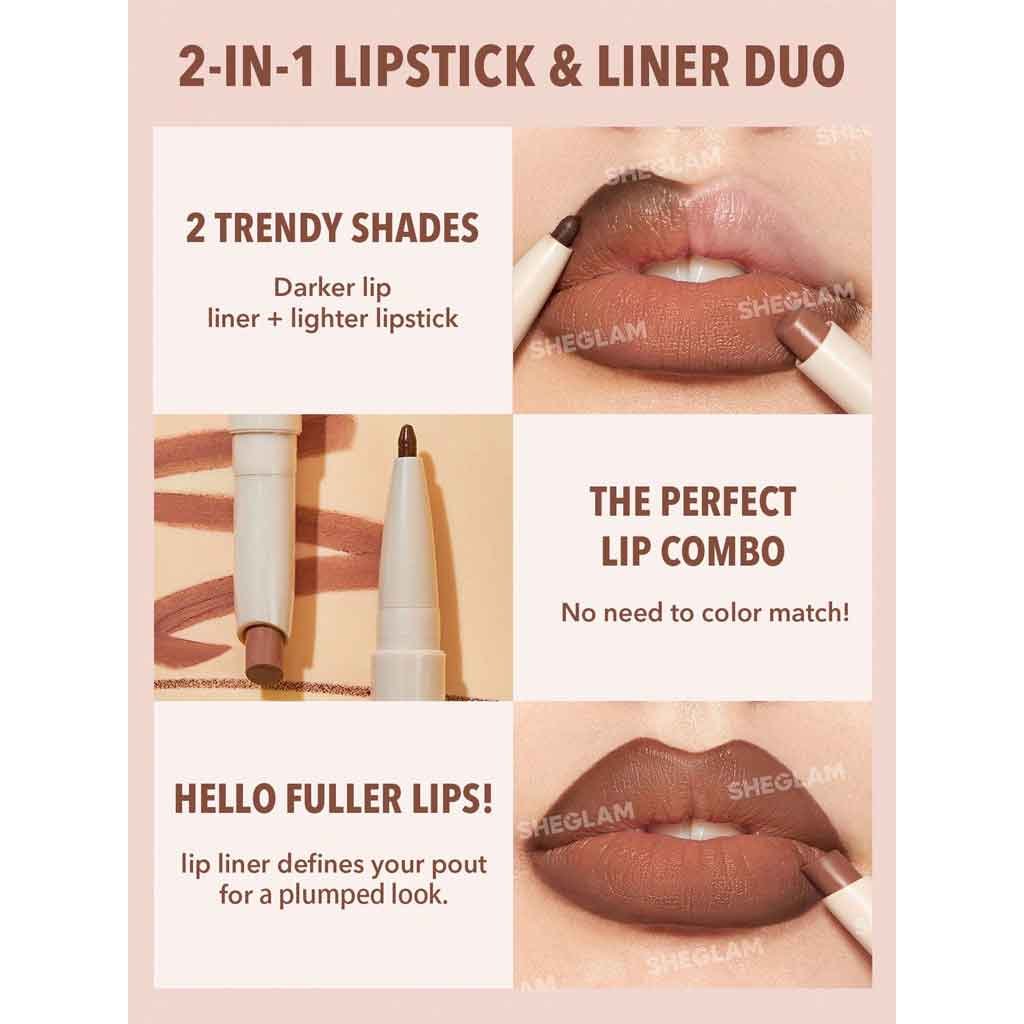 Sheglam Glam 101 Lipstick & Liner Duo