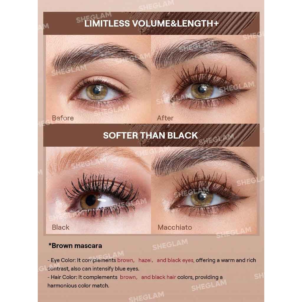 Sheglam All-In-One Volume & Length Mascara-Waterproof Macchiato