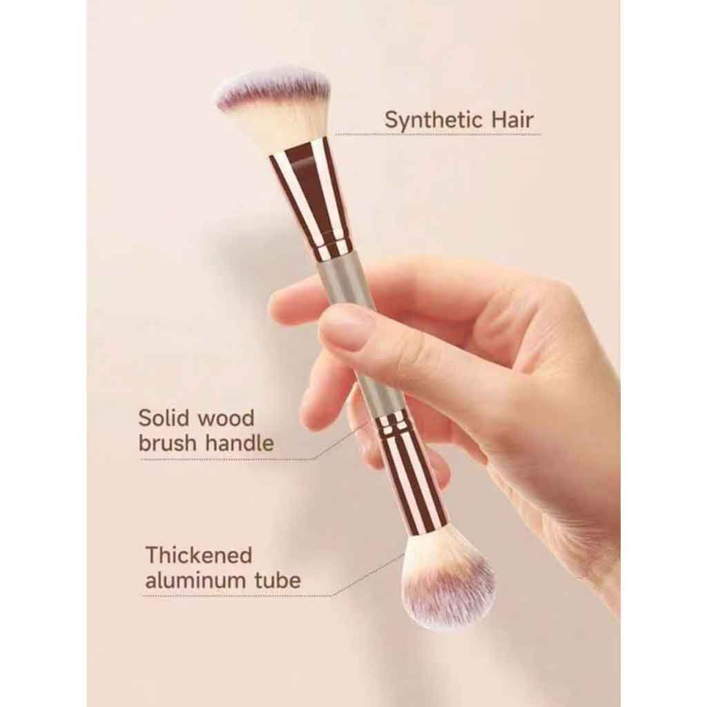 1pc Champagne-Colored Double-Ended makeup Brush