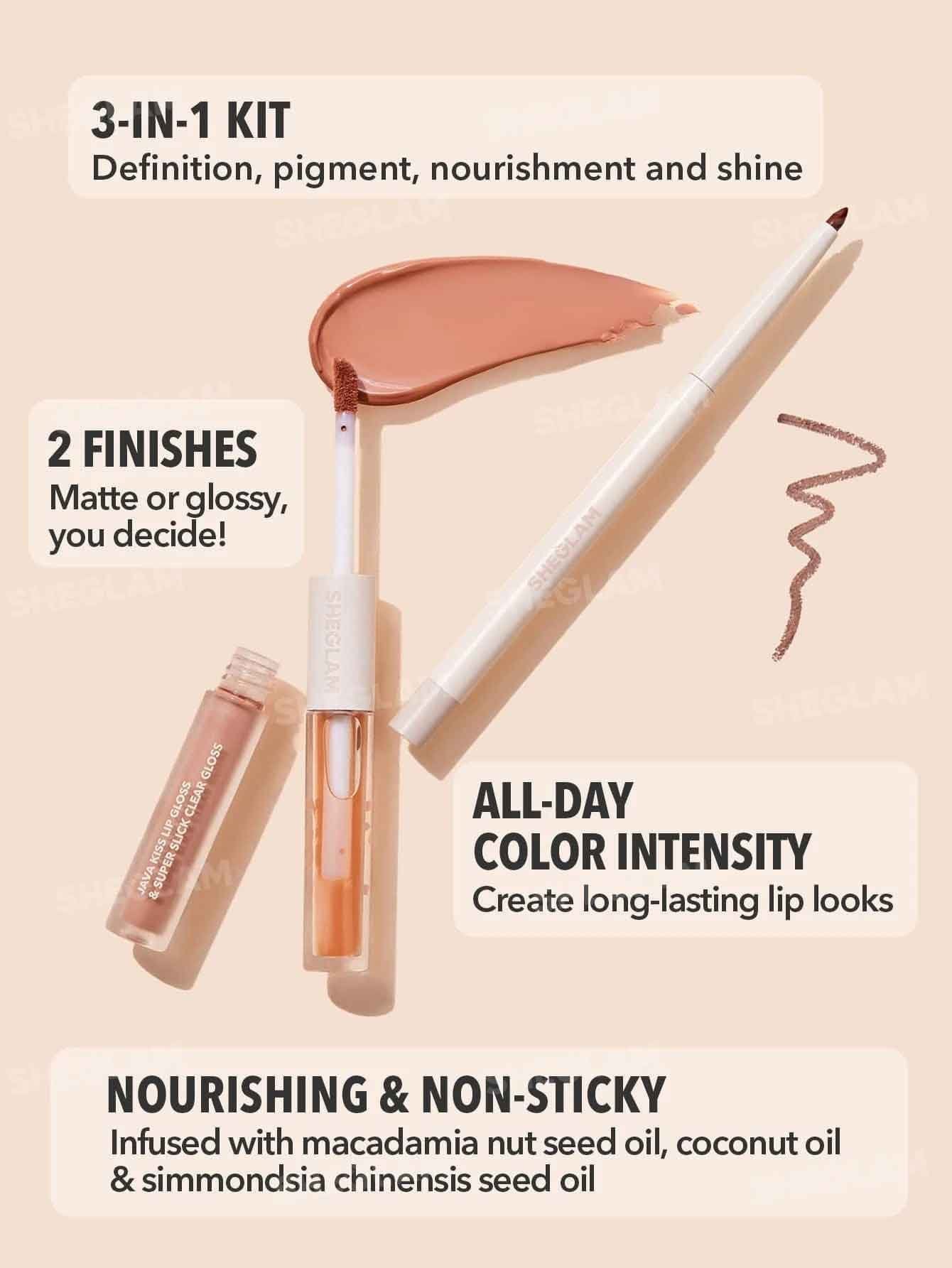 Sheglam Soft 90's Glam Lip Liner And Lip Duo Set