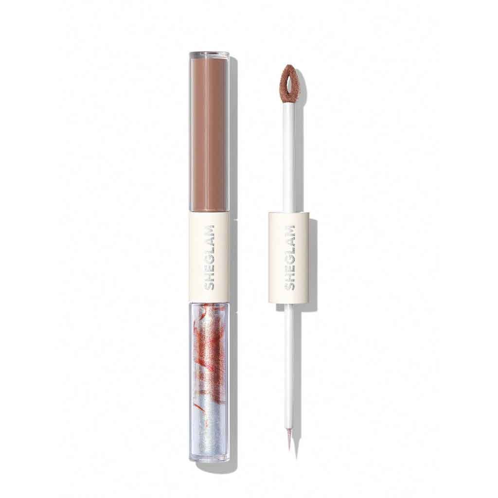 Taupe_8c6fd34f-a388-40fe-b564-e3543cf3e1f8.jpg Sheglam Silk & Sparkle Double Ended Liquid Eyeshadow-Taupe - Image 1